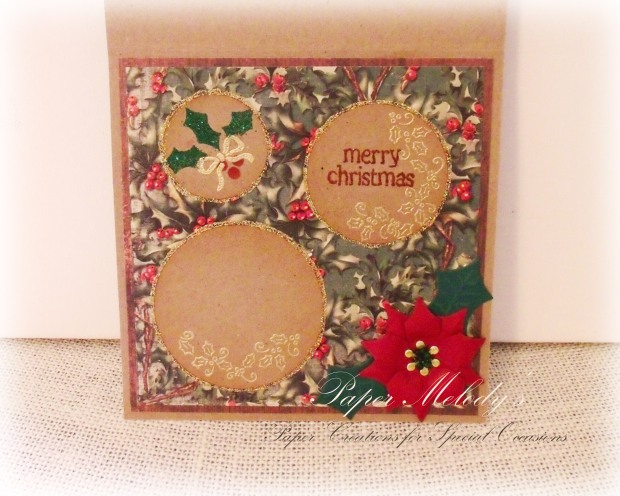 December 25th Christmas Holly Card by Paper Melody's
